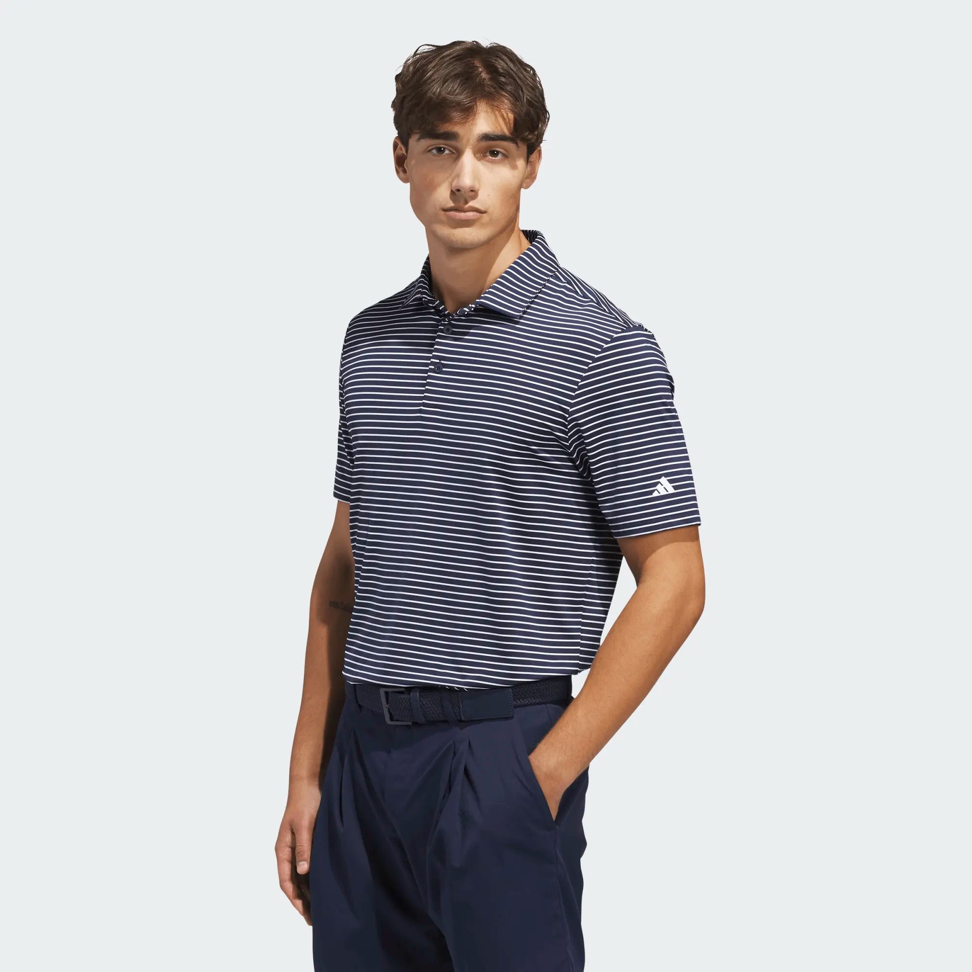 Perf Two-Color Stripe Polo Shirt